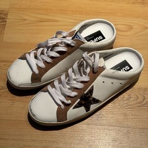 Golden Goose Super-Star Sabot with Leopard Horsy Star Size 8.5 US and 39 EU